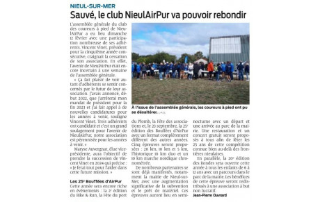 Article Sud Ouest du 17/02 annonçant le programme  2023